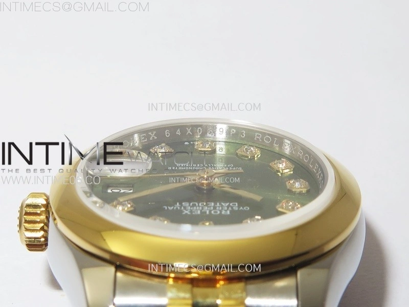 Datejust 28mm 279173 Smooth Bezel SS YG APSF Best Edition Green Dial Crystals Markers on Jubilee Bracelet NH05