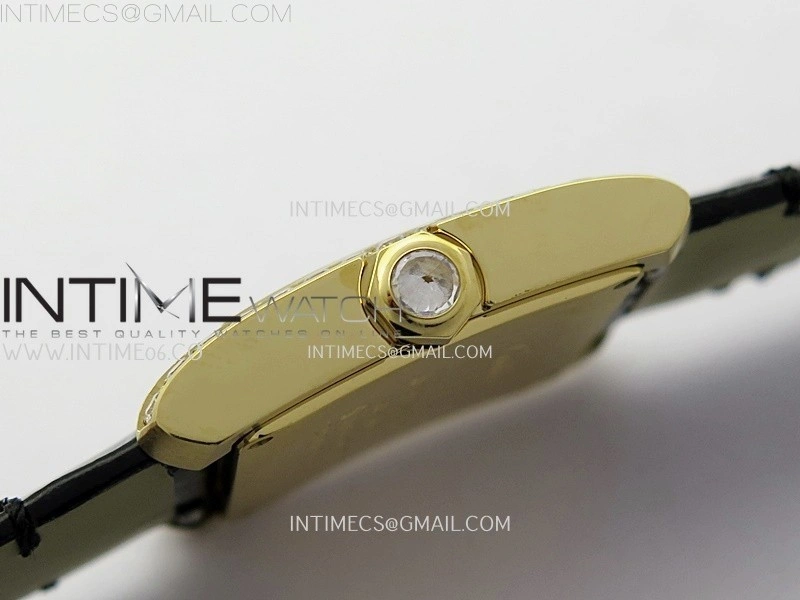 Tank Francaise Ladies 27mm Diamond Bezel YG 8848F 1:1 Best Edition Silver Dial on Black Leather Strap Ronda Quartz V2