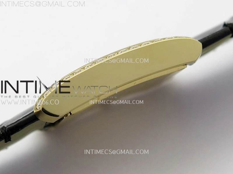 Tank Francaise Ladies 27mm Diamond Bezel YG 8848F 1:1 Best Edition Silver Dial on Black Leather Strap Ronda Quartz V2