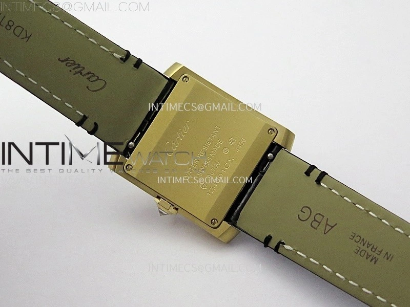 Tank Francaise Ladies 27mm Diamond Bezel YG 8848F 1:1 Best Edition Silver Dial on Black Leather Strap Ronda Quartz V2
