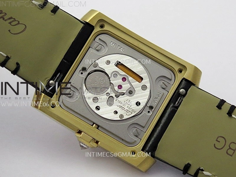 Tank Francaise Ladies 27mm Diamond Bezel YG 8848F 1:1 Best Edition Silver Dial on Black Leather Strap Ronda Quartz V2