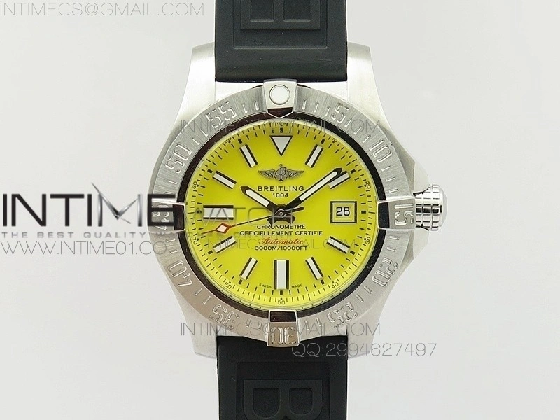 Seawolf SS 1:1 Best Edition SuperLumed Yellow Dial Sticks Markers on Rubber Strap A2824