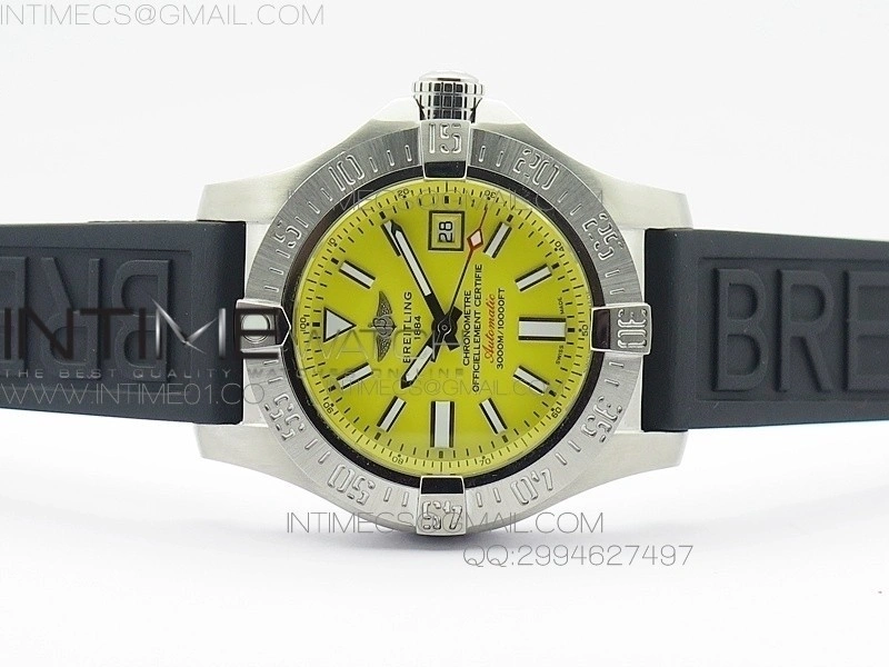 Seawolf SS 1:1 Best Edition SuperLumed Yellow Dial Sticks Markers on Rubber Strap A2824