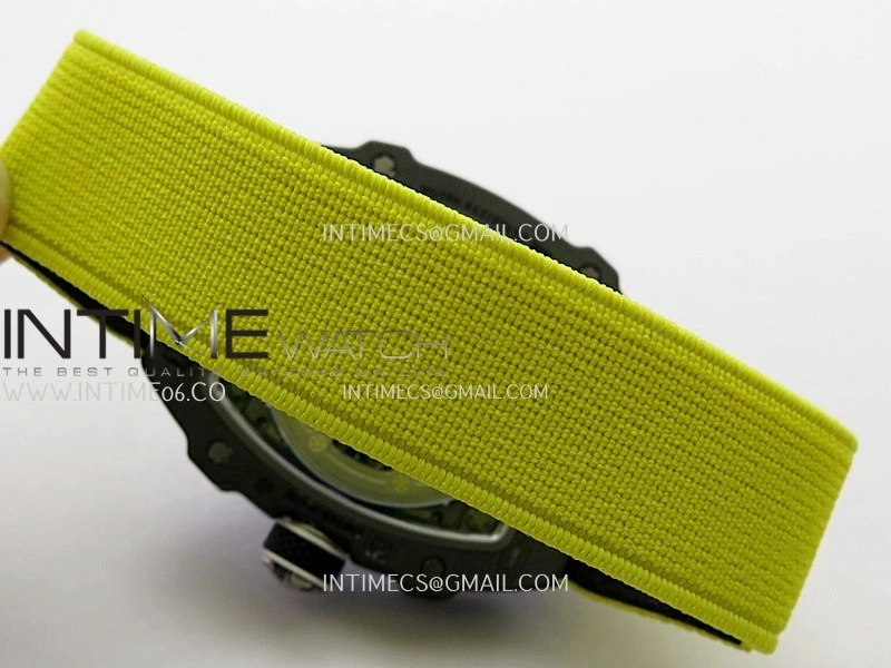 RM67-02 UAE Black NTPT Black Crown Umi Office 1:1 Beat Edition Black Red Green Skeleton Dial On Yellow Strap CRMA7 Clone V2