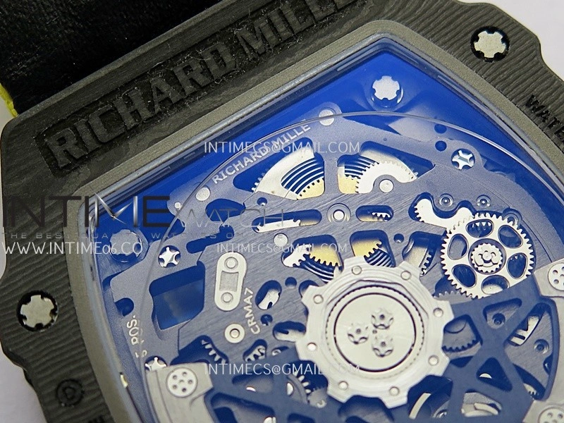 RM67-02 UAE Black NTPT Black Crown Umi Office 1:1 Beat Edition Black Red Green Skeleton Dial On Yellow Strap CRMA7 Clone V2
