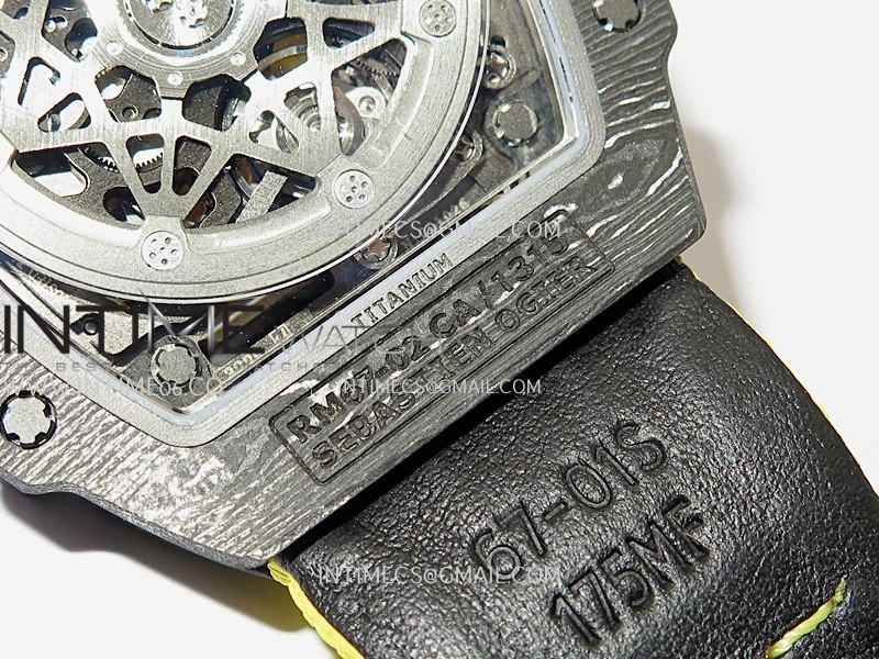 RM67-02 UAE Black NTPT Black Crown Umi Office 1:1 Beat Edition Black Red Green Skeleton Dial On Yellow Strap CRMA7 Clone V2
