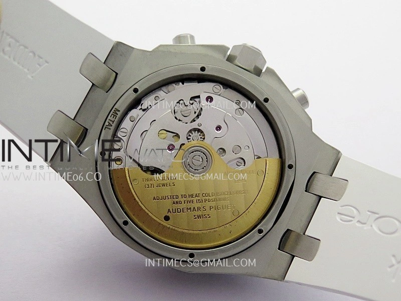 Royal Oak Offshore 37mm 26231 SS APSF 1:1 Best Edition White Dial On White Rubber Strap A2385