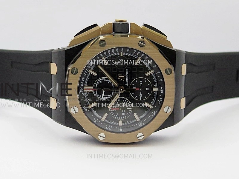 Royal Oak Offshore 44mm Carbon RG APJF 1:1 Best Edition Black Dial On Black Rubber Strap A3126