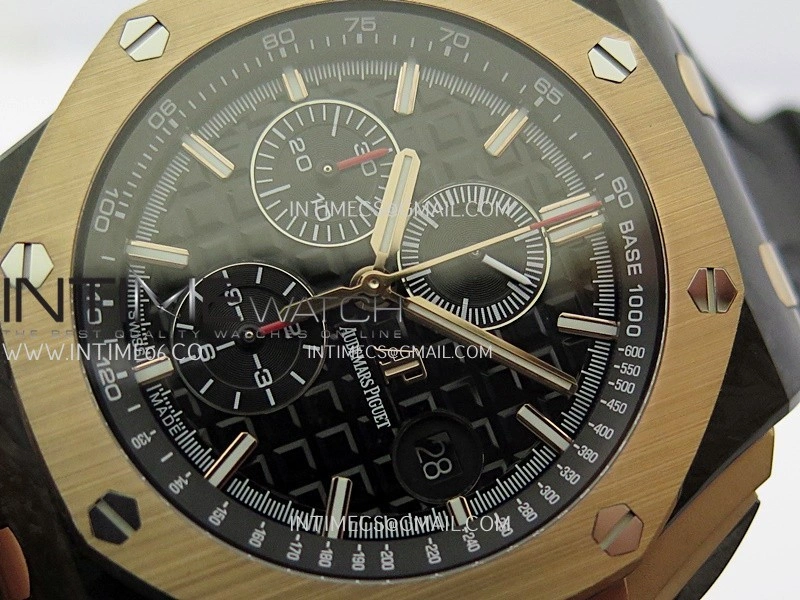 Royal Oak Offshore 44mm Carbon RG APJF 1:1 Best Edition Black Dial On Black Rubber Strap A3126