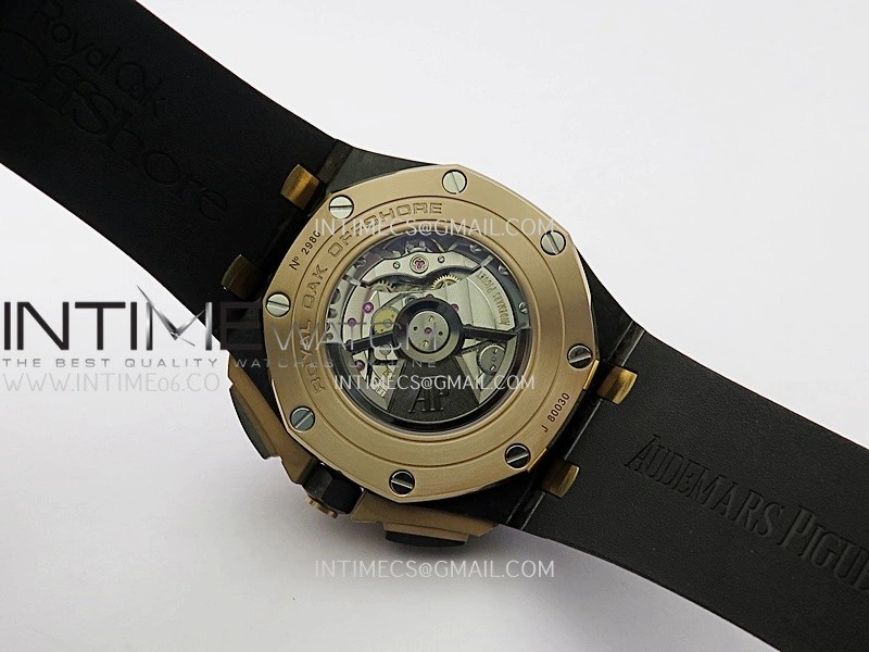 Royal Oak Offshore 44mm Carbon RG APJF 1:1 Best Edition Black Dial On Black Rubber Strap A3126