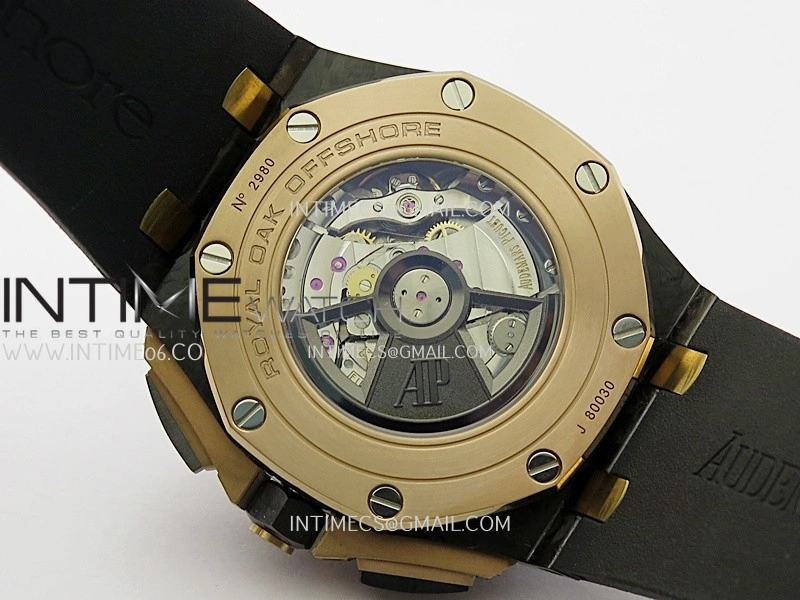 Royal Oak Offshore 44mm Carbon RG APJF 1:1 Best Edition Black Dial On Black Rubber Strap A3126