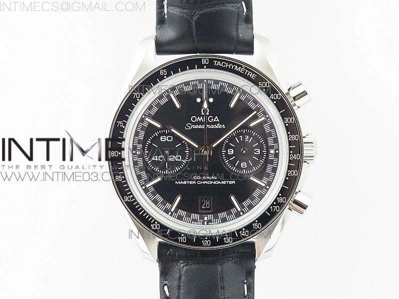 Racing Master Chronometer OMF 1:1 Best Edition Black Dial on Black Leather Strap A9300