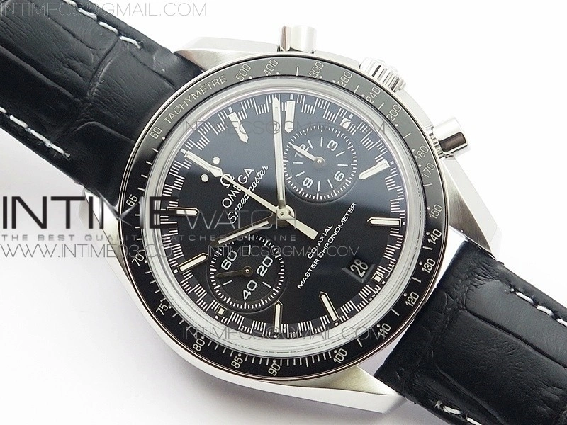 Racing Master Chronometer OMF 1:1 Best Edition Black Dial on Black Leather Strap A9300