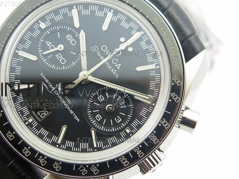 Racing Master Chronometer OMF 1:1 Best Edition Black Dial on Black Leather Strap A9300