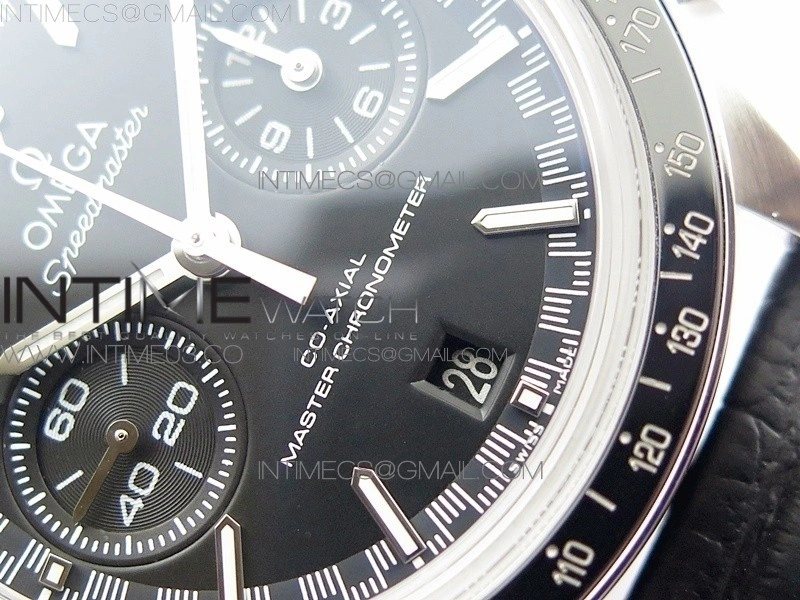 Racing Master Chronometer OMF 1:1 Best Edition Black Dial on Black Leather Strap A9300