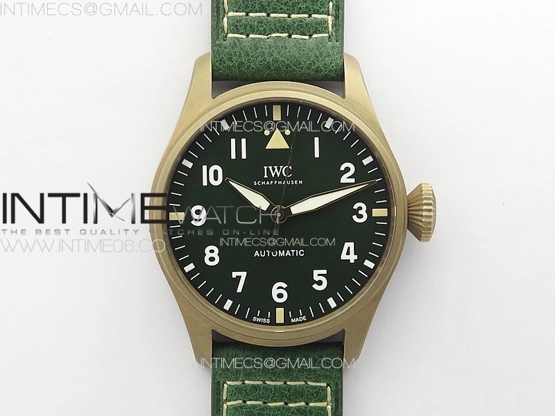 Big Pilot IW329702 Bronzo B12 Best Edition Green Dial on Brown Leather Strap A2824