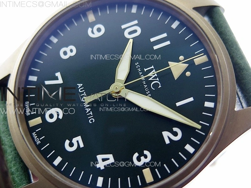 Big Pilot IW329702 Bronzo B12 Best Edition Green Dial on Brown Leather Strap A2824