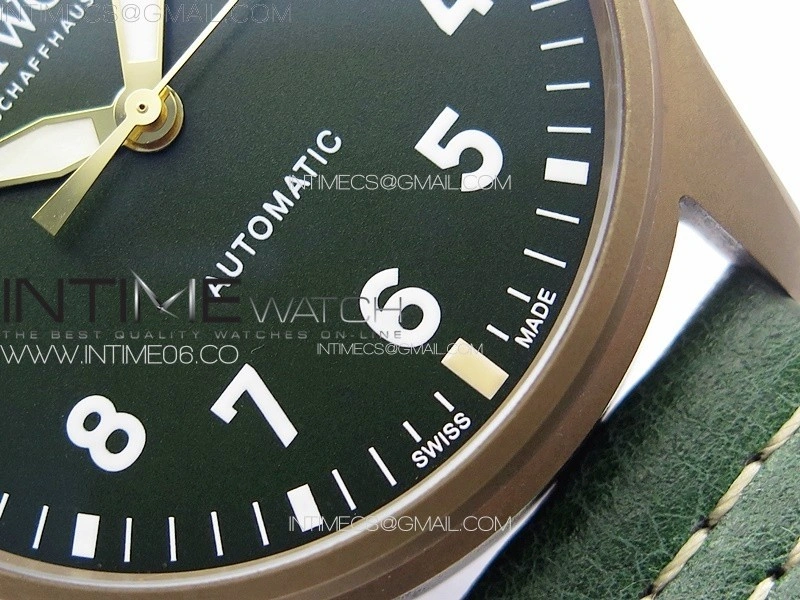 Big Pilot IW329702 Bronzo B12 Best Edition Green Dial on Brown Leather Strap A2824