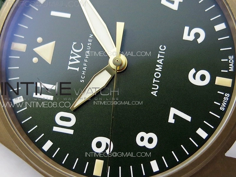 Big Pilot IW329702 Bronzo B12 Best Edition Green Dial on Brown Leather Strap A2824