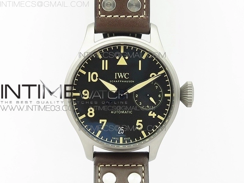 Big Pilot IW501004 TI AZF 1:1 Best Edition Black Dial on Brown Leather Strap A52110
