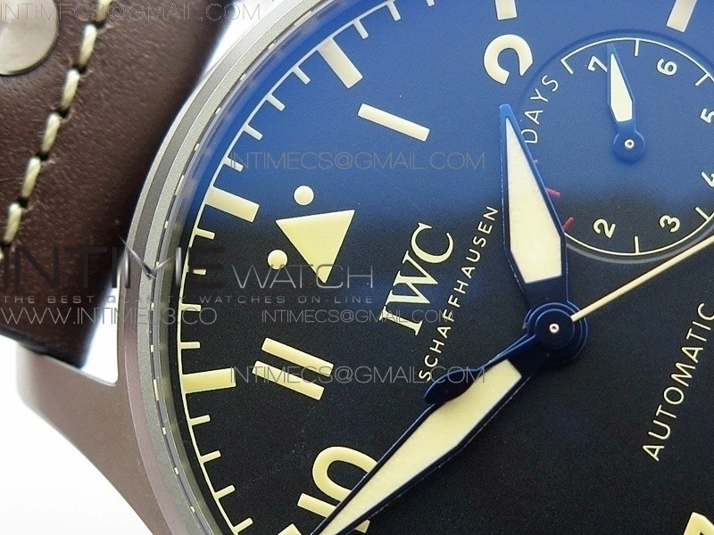 Big Pilot IW501004 TI AZF 1:1 Best Edition Black Dial on Brown Leather Strap A52110