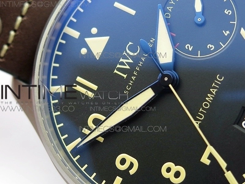 Big Pilot IW501004 TI AZF 1:1 Best Edition Black Dial on Brown Leather Strap A52110