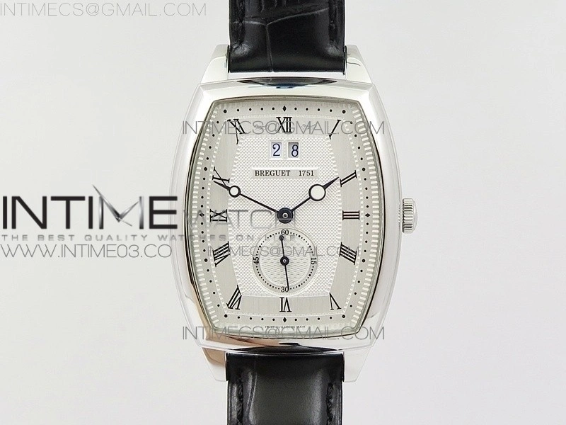 Heritage @12 big date SS HGF White Dial Black Roman Markers on Black Leather Strap A23J