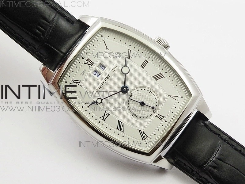 Heritage @12 big date SS HGF White Dial Black Roman Markers on Black Leather Strap A23J