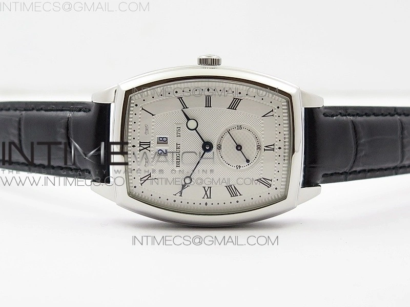 Heritage @12 big date SS HGF White Dial Black Roman Markers on Black Leather Strap A23J