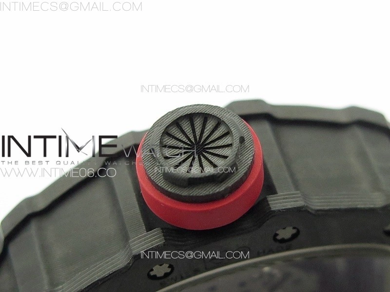 RM035-02 Forged Carbon Case KUF Best Edition Red Crown on Camouflage Rubber Strap MIYOTA8215