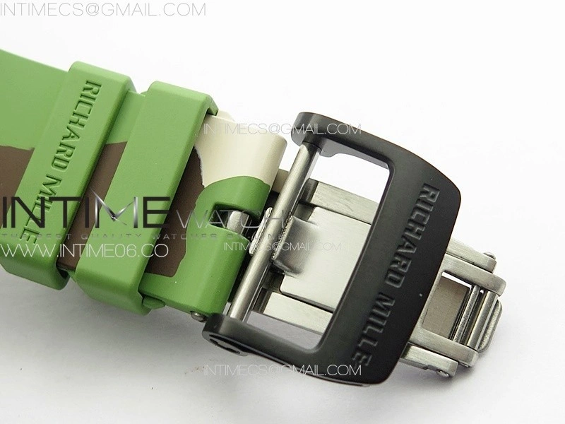RM035-02 Forged Carbon Case KUF Best Edition Red Crown on Camouflage Rubber Strap MIYOTA8215