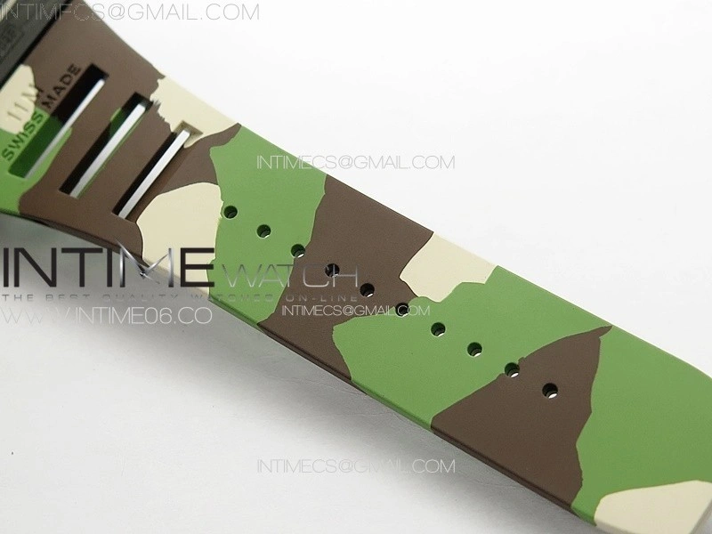 RM035-02 Forged Carbon Case KUF Best Edition Red Crown on Camouflage Rubber Strap MIYOTA8215