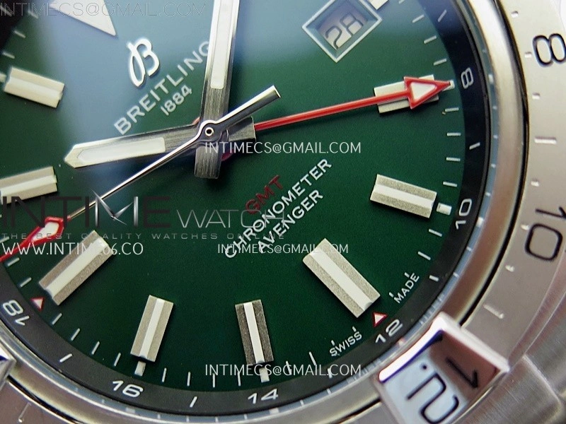 Avenger Chronometer 42mm GMT SS BLSF 1:1 Best Version Green Dial On SS Bracelet A2836