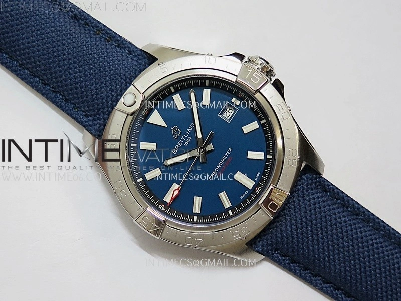 Avenger Chronometer 42mm SS BLSF 1:1 Best Edition Blue Dial On Blue Nylon Strap A2824