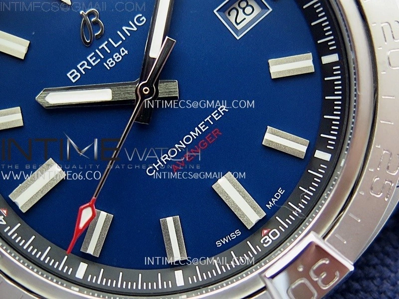 Avenger Chronometer 42mm SS BLSF 1:1 Best Edition Blue Dial On Blue Nylon Strap A2824