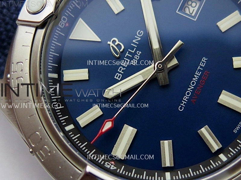 Avenger Chronometer 42mm SS BLSF 1:1 Best Edition Blue Dial On Blue Nylon Strap A2824