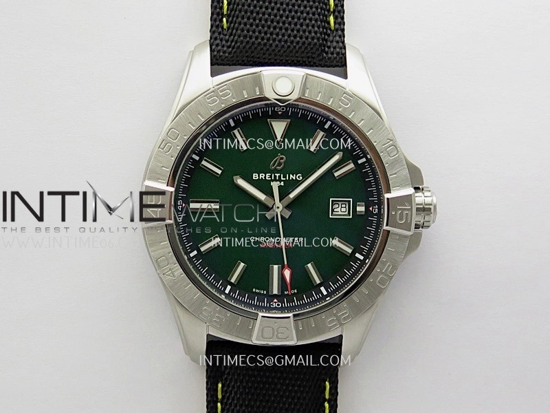 Avenger Chronometer 44mm SS B50 Best Version Green Dial On Black Leather Strap A2836