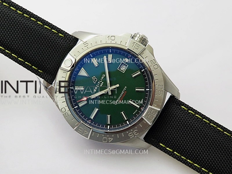Avenger Chronometer 44mm SS B50 Best Version Green Dial On Black Leather Strap A2836