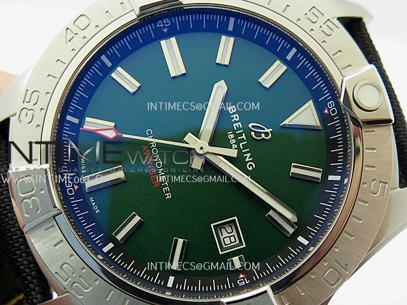 Avenger Chronometer 44mm SS B50 Best Version Green Dial On Black Leather Strap A2836