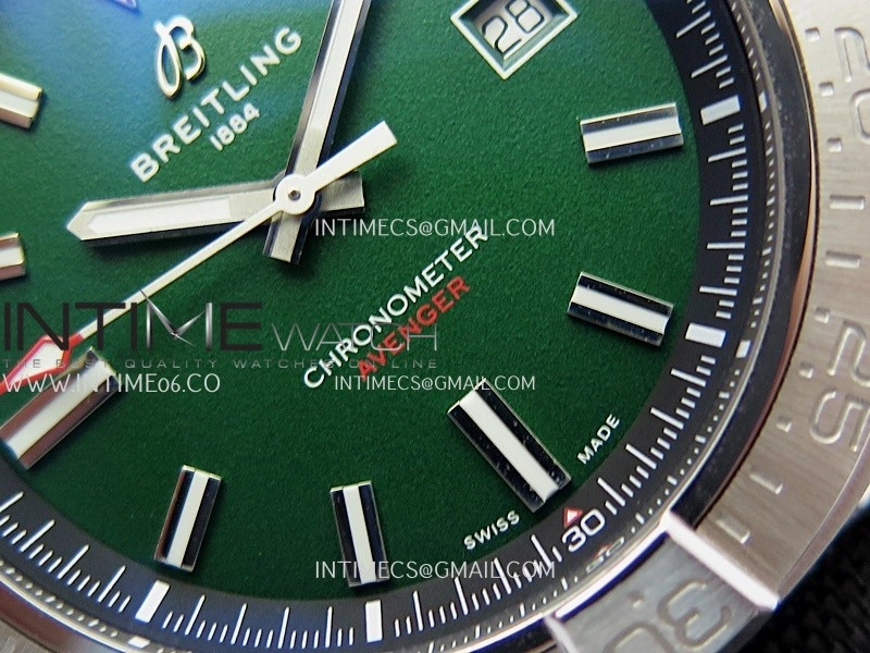 Avenger Chronometer 44mm SS B50 Best Version Green Dial On Black Leather Strap A2836