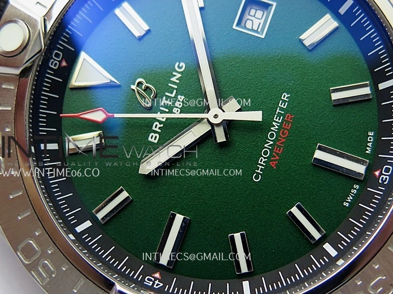 Avenger Chronometer 44mm SS B50 Best Version Green Dial On Black Leather Strap A2836