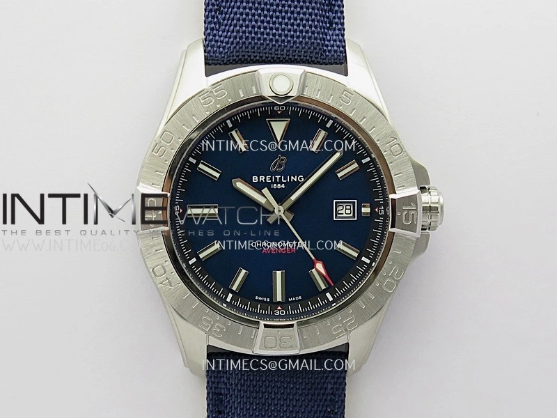 Avenger Chronometer 45mm SS B50F 1:1 Best Edition Blue Dial On Blue Nylon Strap A2824
