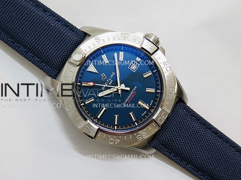 Avenger Chronometer 45mm SS B50F 1:1 Best Edition Blue Dial On Blue Nylon Strap A2824