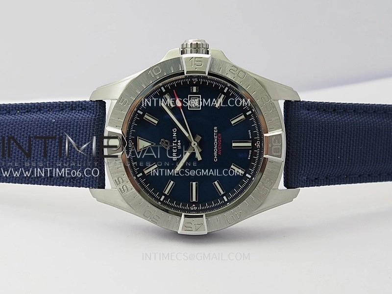 Avenger Chronometer 45mm SS B50F 1:1 Best Edition Blue Dial On Blue Nylon Strap A2824