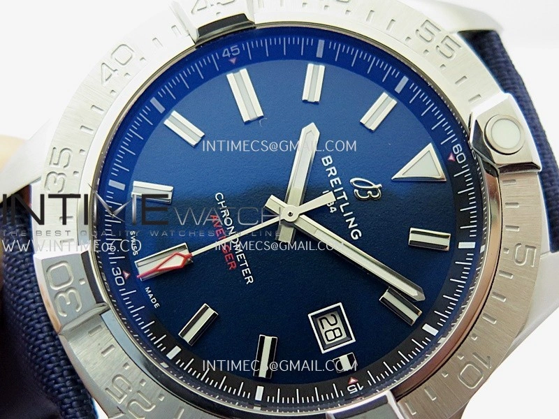Avenger Chronometer 45mm SS B50F 1:1 Best Edition Blue Dial On Blue Nylon Strap A2824