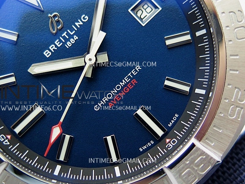 Avenger Chronometer 45mm SS B50F 1:1 Best Edition Blue Dial On Blue Nylon Strap A2824