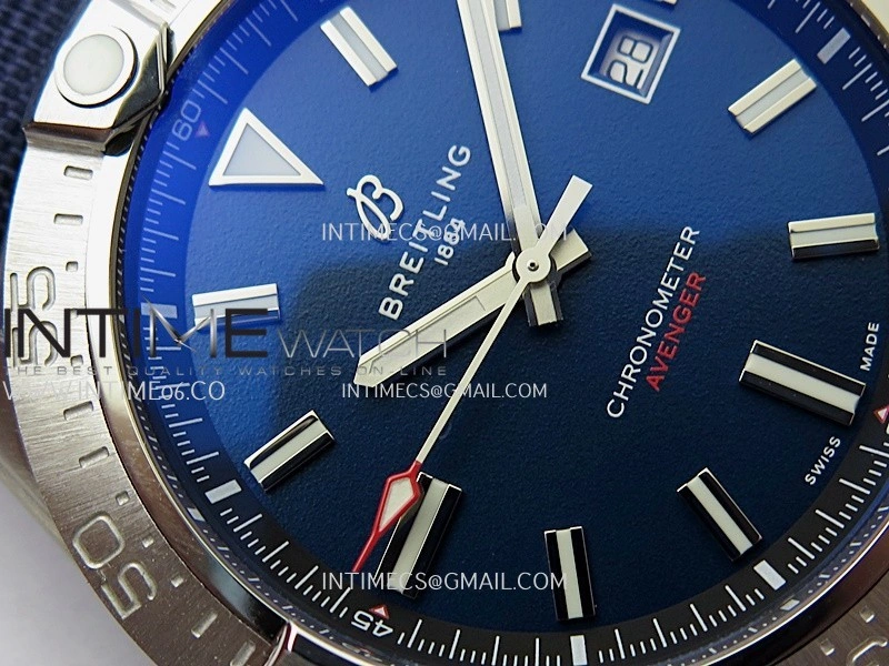 Avenger Chronometer 45mm SS B50F 1:1 Best Edition Blue Dial On Blue Nylon Strap A2824