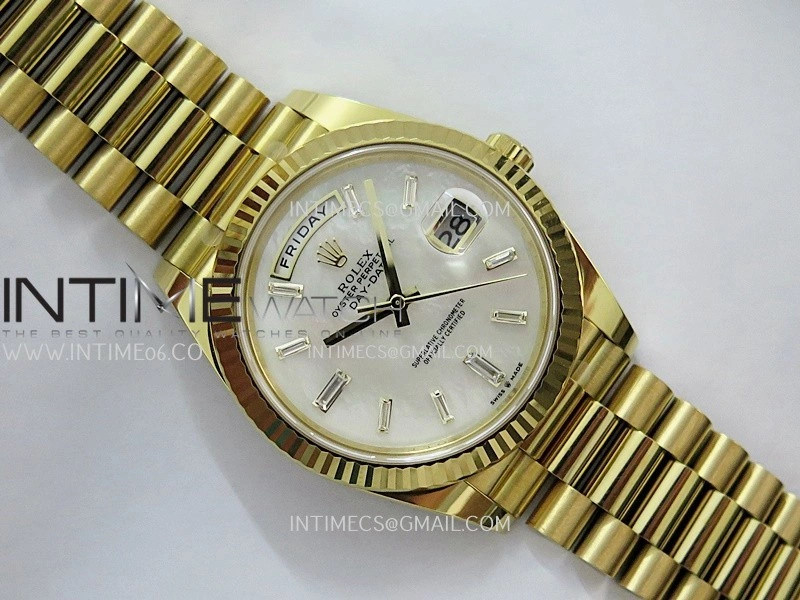Day Date 40 YG 228238 THBF 1:1 Gain Weight Best Edition White MOP Dial T Diamond Marker on President Bracelet VR3255 V3