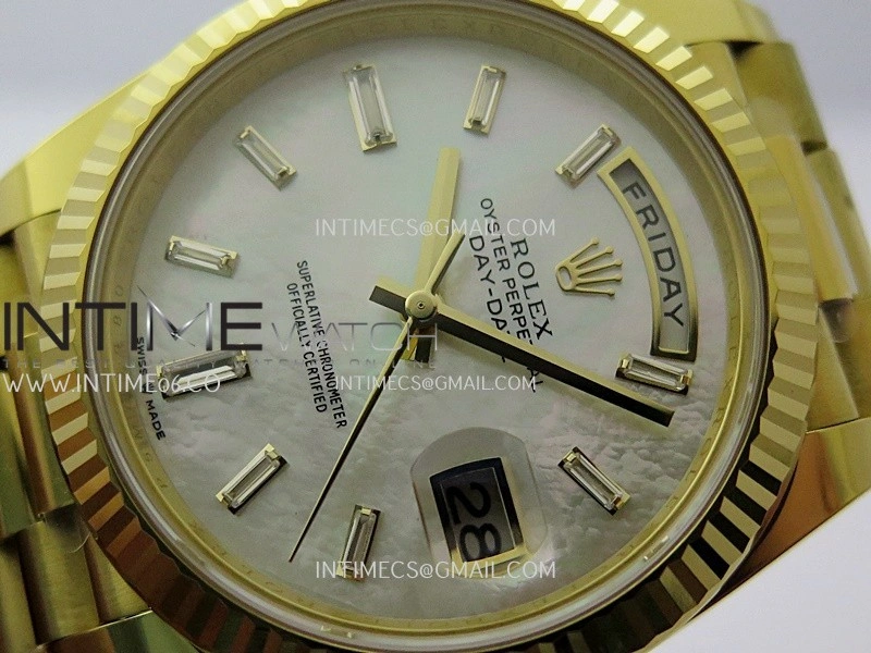 Day Date 40 YG 228238 THBF 1:1 Gain Weight Best Edition White MOP Dial T Diamond Marker on President Bracelet VR3255 V3