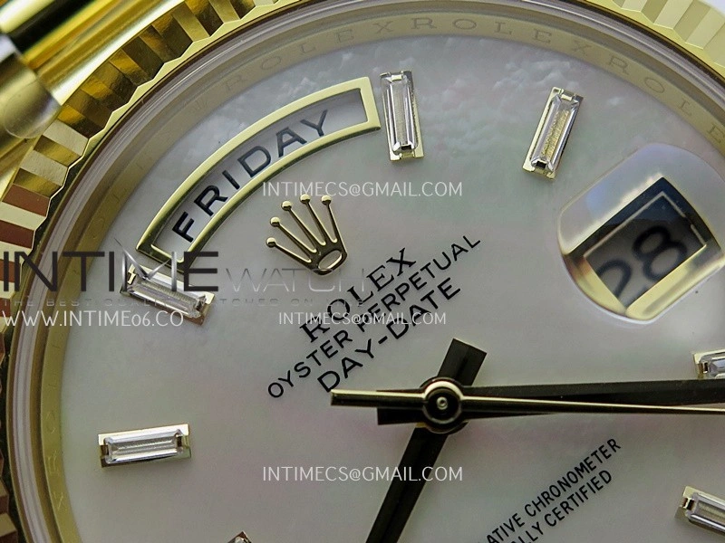 Day Date 40 YG 228238 THBF 1:1 Gain Weight Best Edition White MOP Dial T Diamond Marker on President Bracelet VR3255 V3